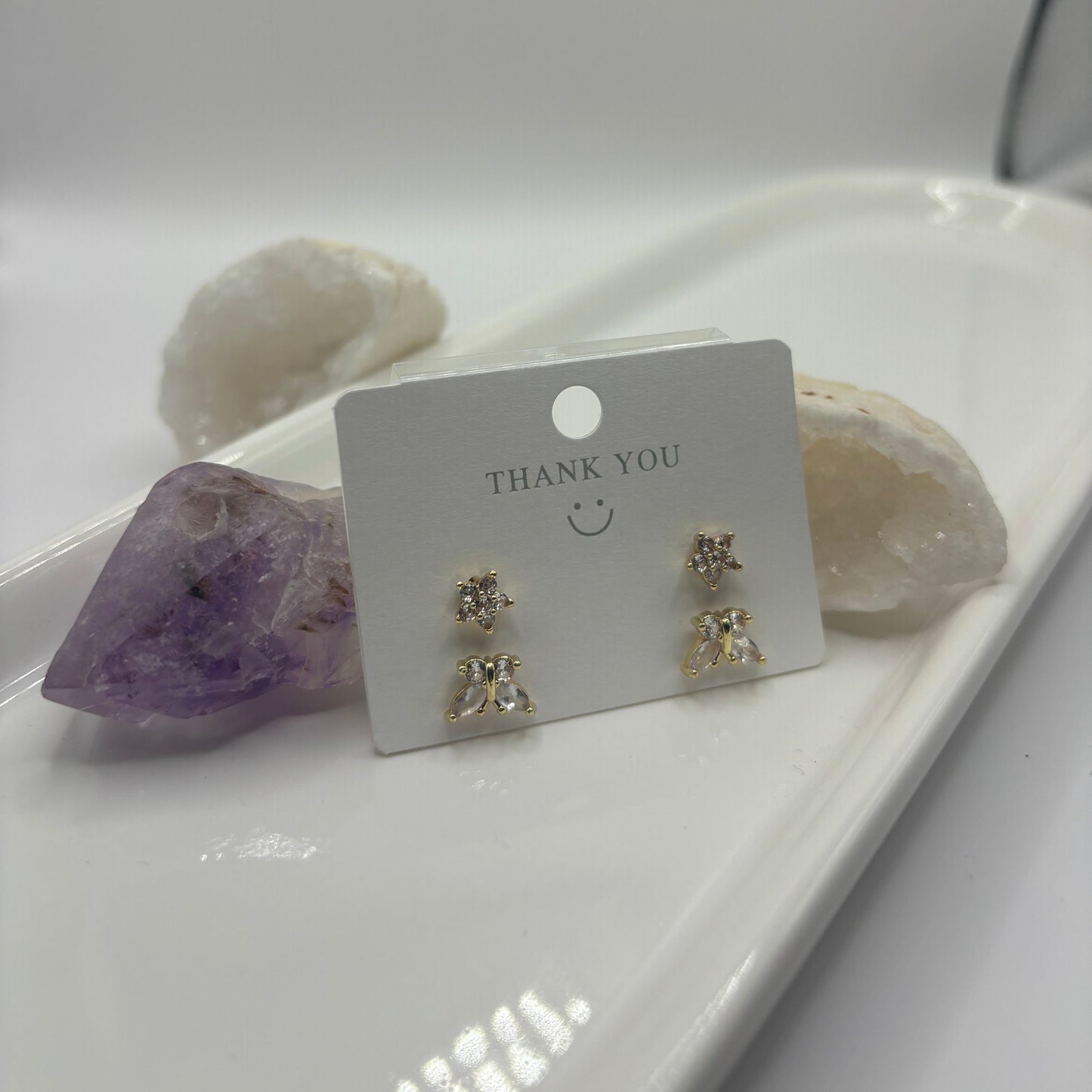 Butterfly and Star Duel Earring Set - Gold