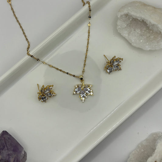 Necklace & Bracelet Autumn Leaf Gold Bundle