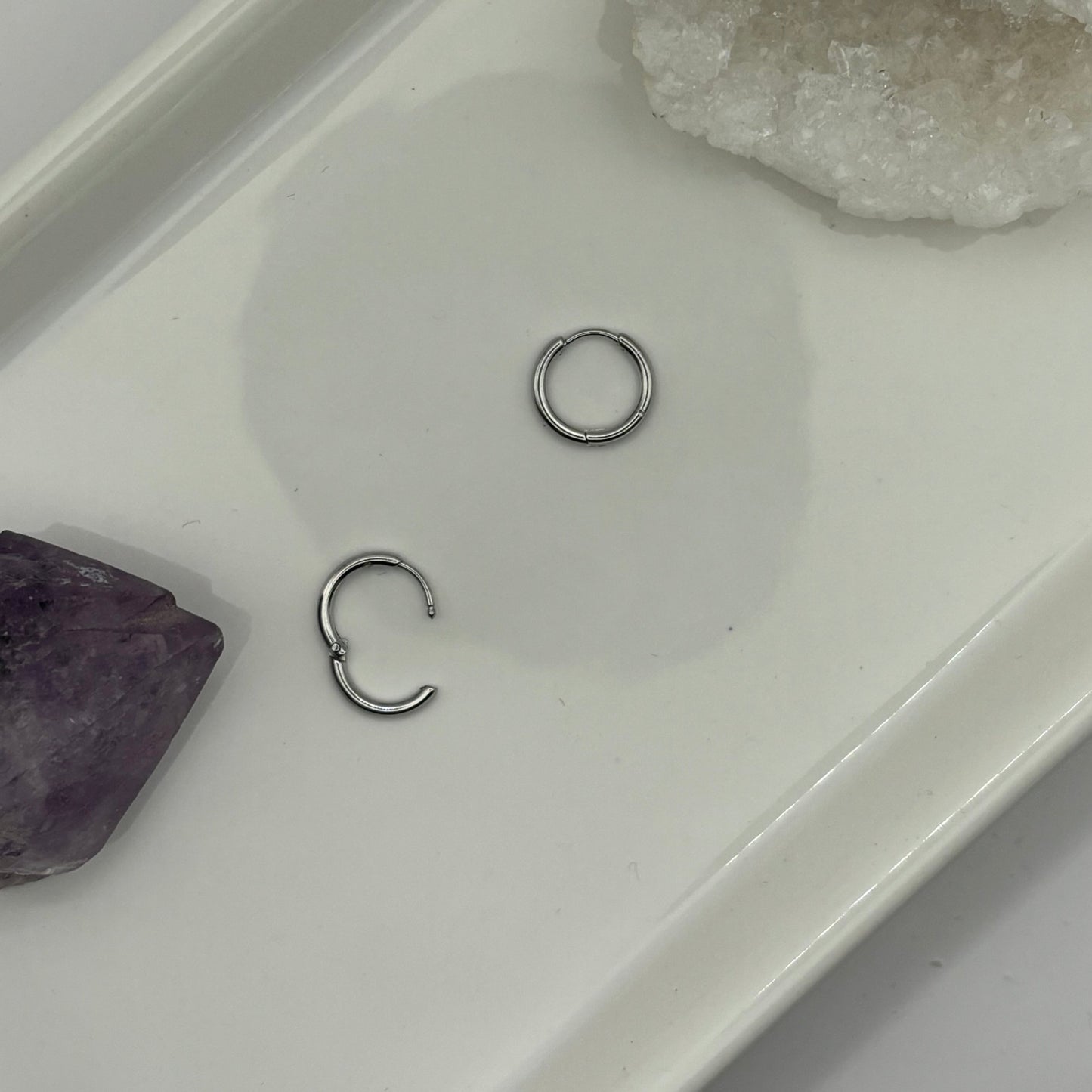 Small Silver Hoop Clasp Earrings