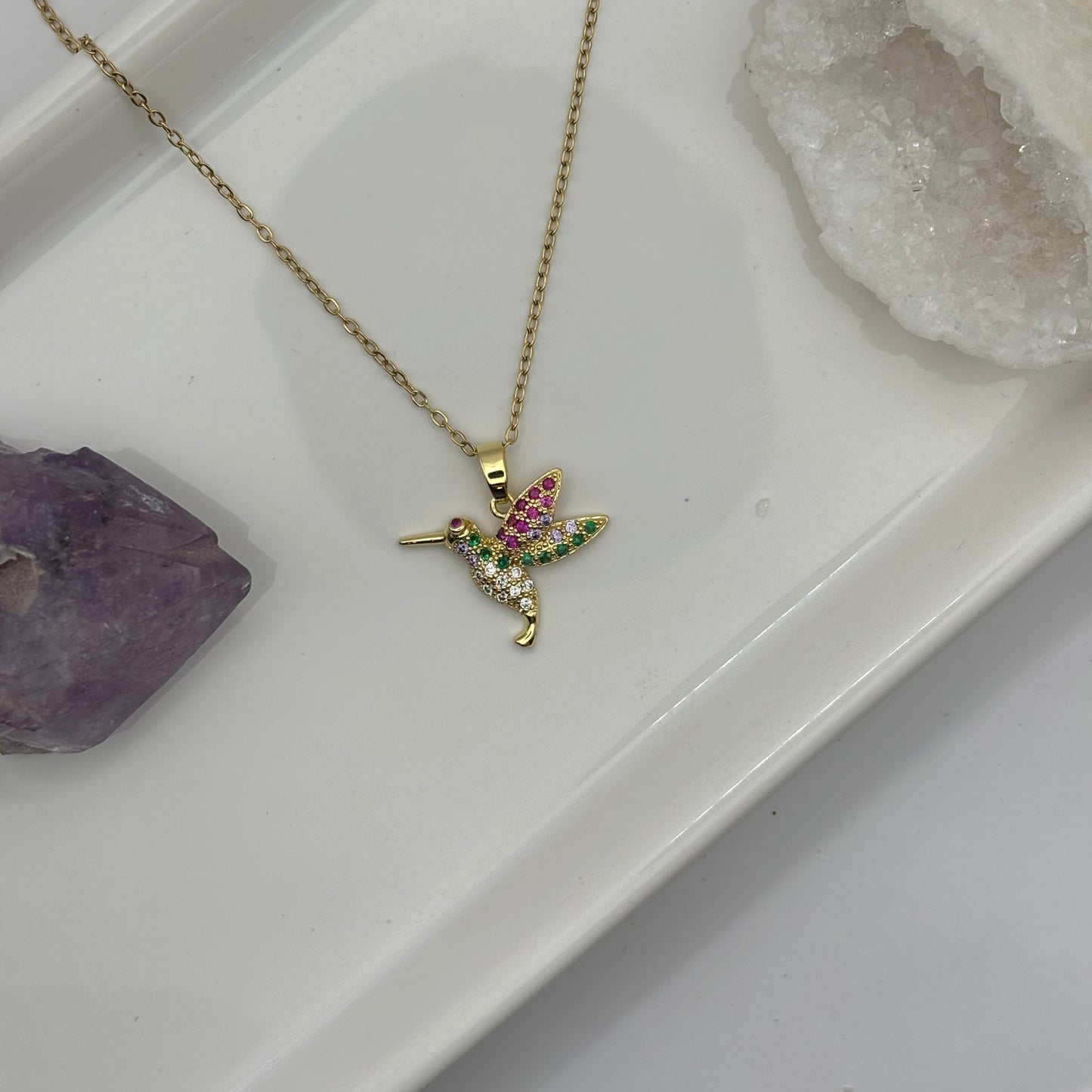 Gold Multicolour Gem Woodpecker Necklace