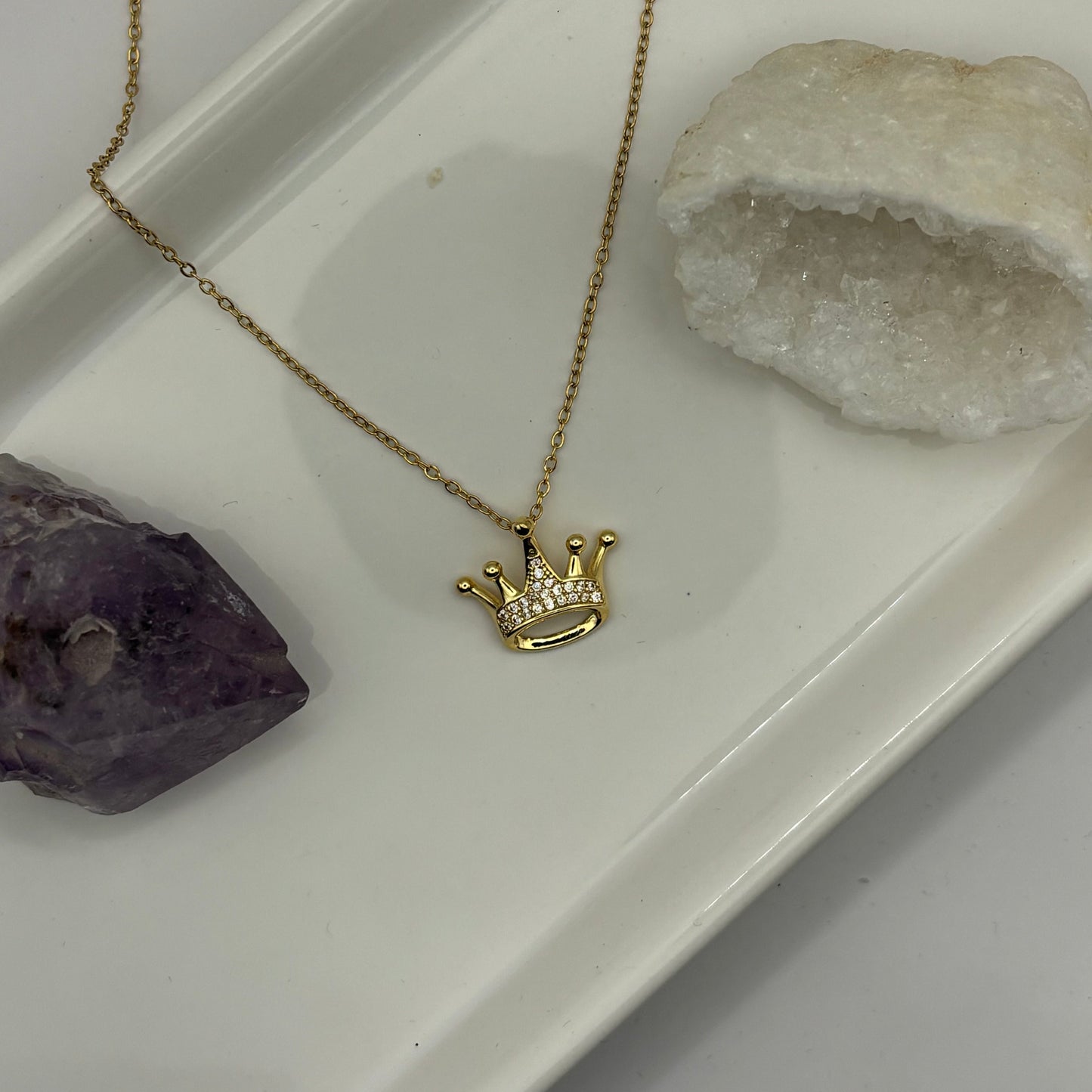 Gold & Gem Crown Necklace