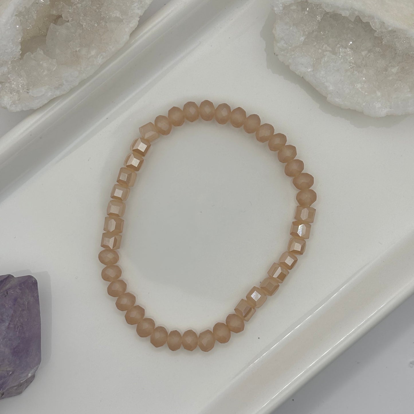Beige Bead Elastic Bracelet