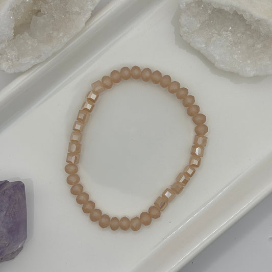 Beige Bead Elastic Bracelet