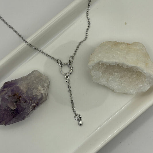 Double Silver Gem Necklace With Silver Gem Ball