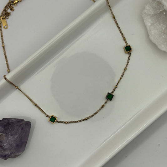 Green Gem Gold Necklace - Matching Bracelet Available