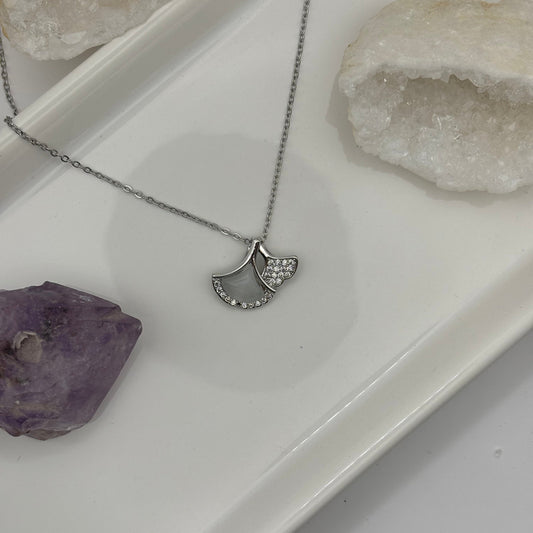 Grey Double Layered Gem Necklace - Silver