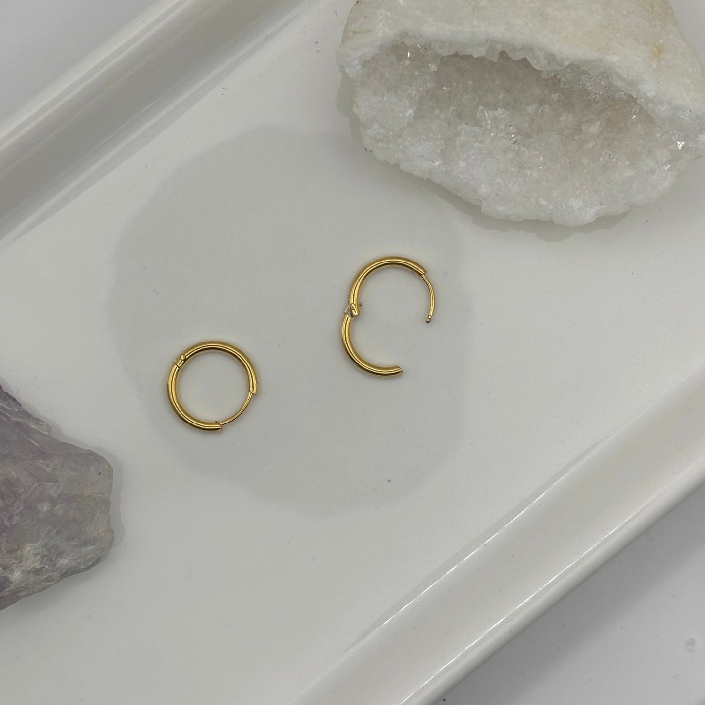 Gold Clasp Hoop Earrings - 18k Gold Plated