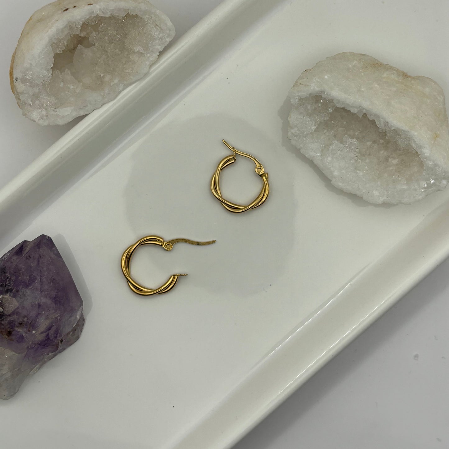 Gold Clasp Hoop Earrings - 18k Gold Plated