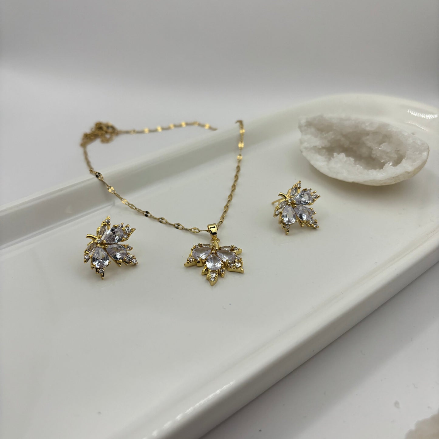 Necklace & Bracelet Autumn Leaf Gold Bundle