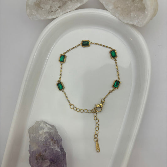 Emerald Gem Gold Bracelet - Titanium Steel Plated