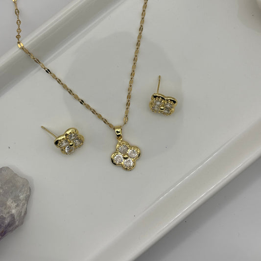 Necklace & Earring Clover Gem Bundle
