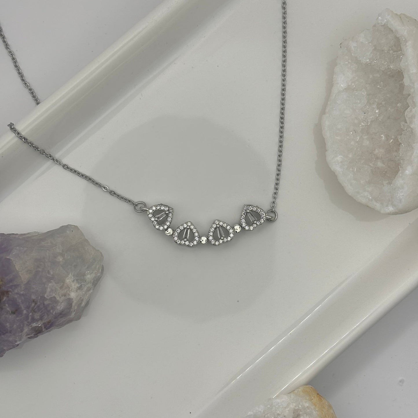 4 Leaf Clover Magnetic Silver Necklace