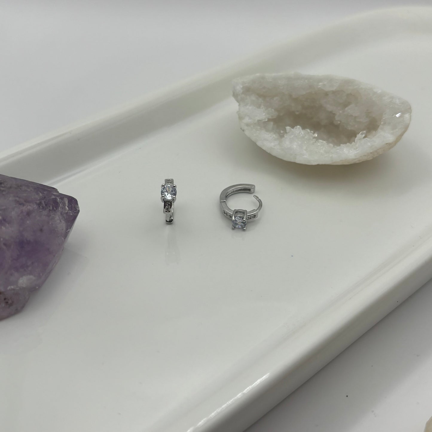 Diamond Gem Small Hoop Earrings