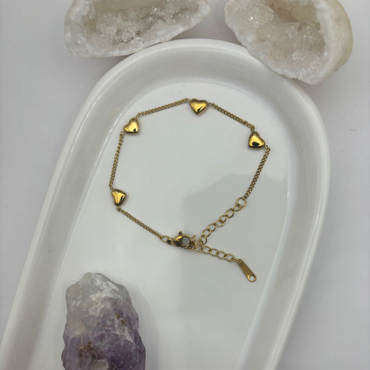 Gold Heart Bracelet - Titanium Steel Plated
