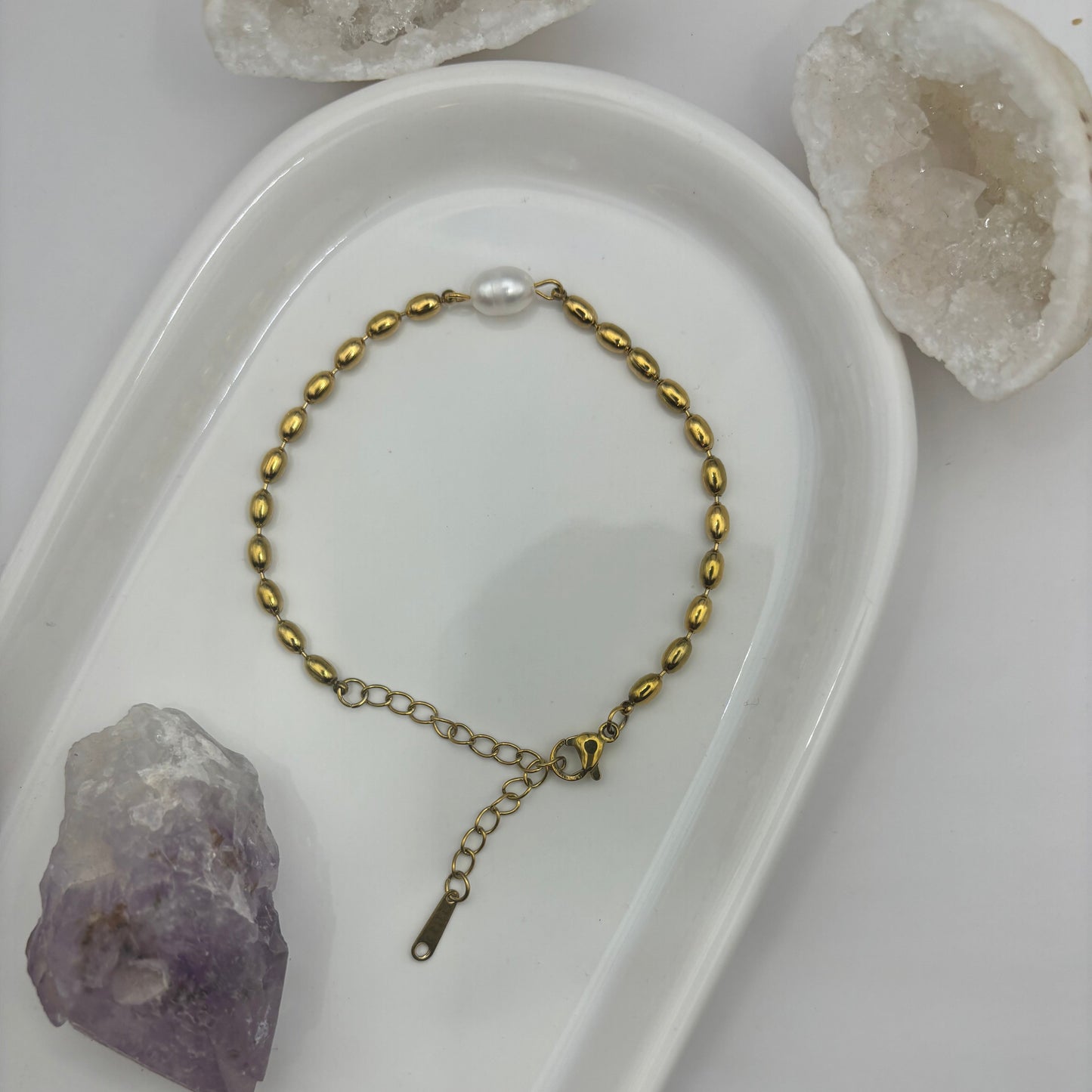 Pearl Gem Shell Bracelet - Titanium Steel Plated