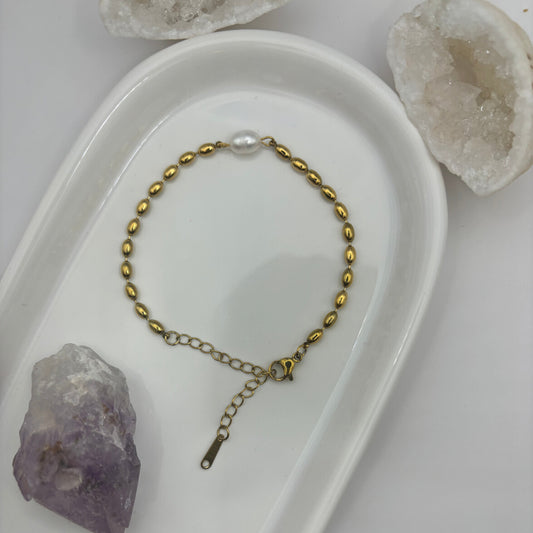 Pearl Gem Shell Bracelet - Titanium Steel Plated