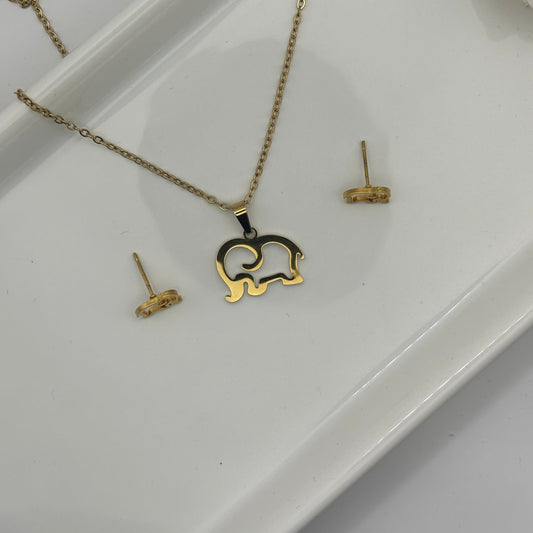 Necklace & Earring Elephant Animal Gold Bundle