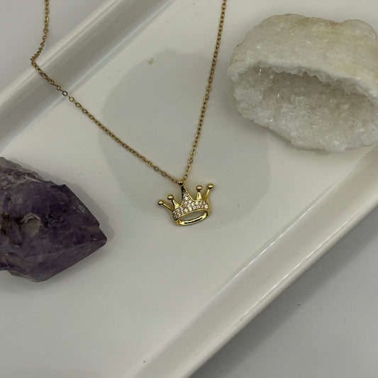 Gold & Gem Crown Necklace