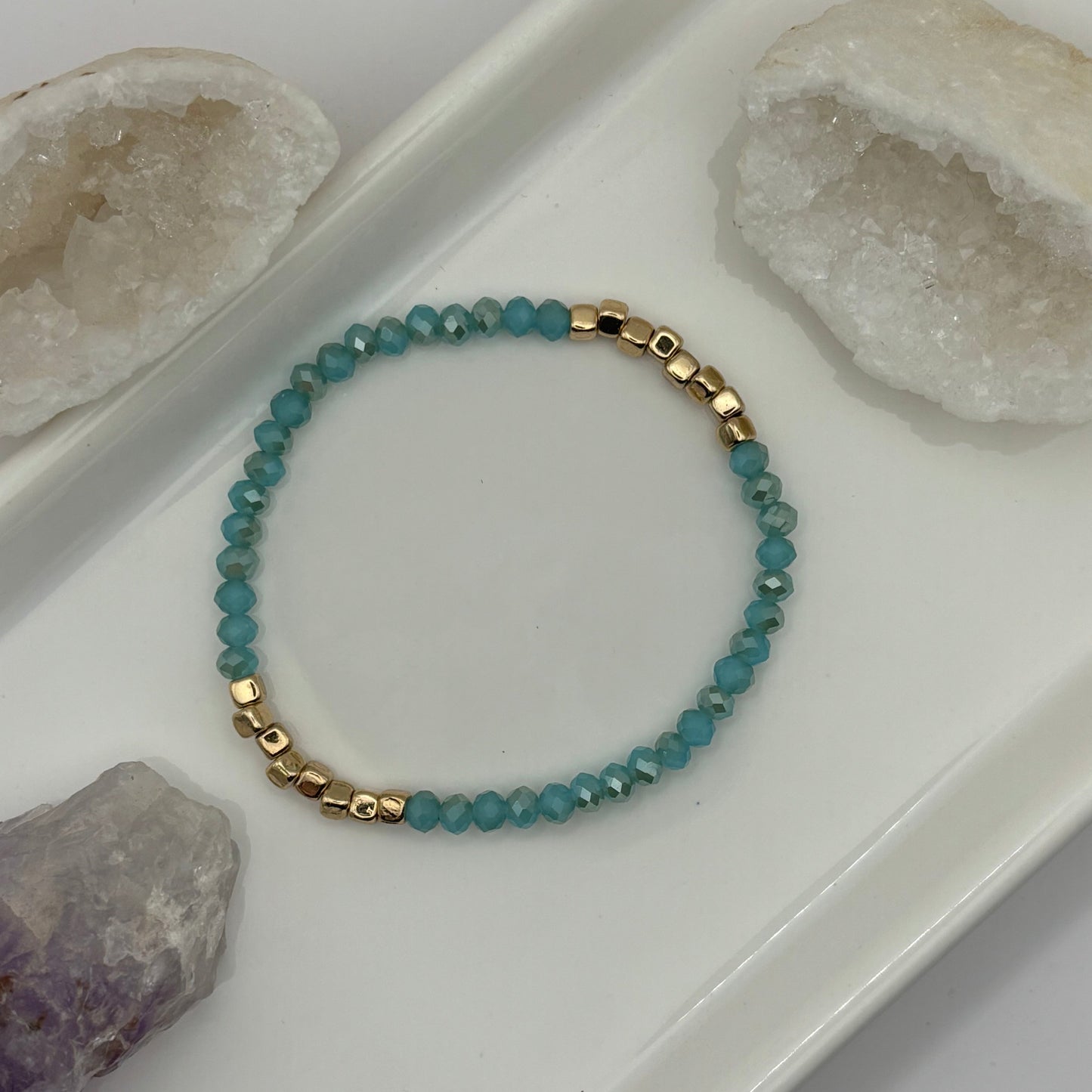 Gold & Turquoise Elastic Bracelet